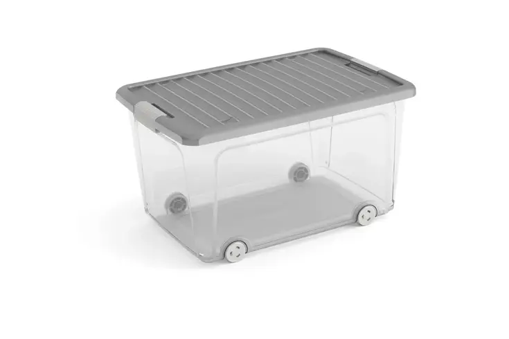W Opbergbox L - 50L - transparant/grijs