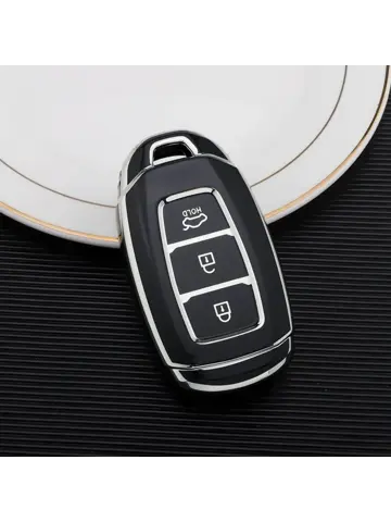 TPU Sleutelhoesje voor Hyundai zwart,zilver D3