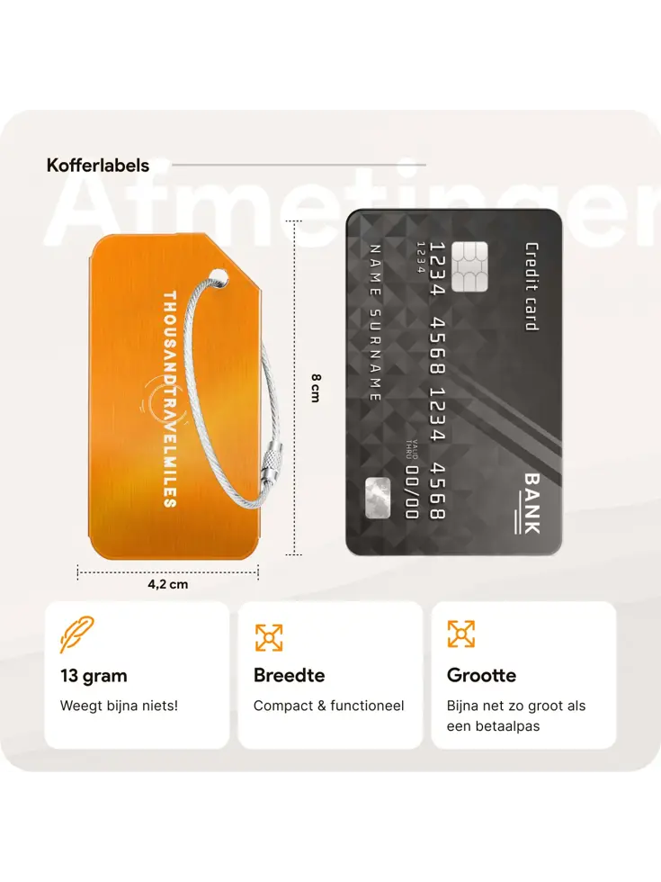 Aluminium Bagagelabel – 2 stuks – Oranje
