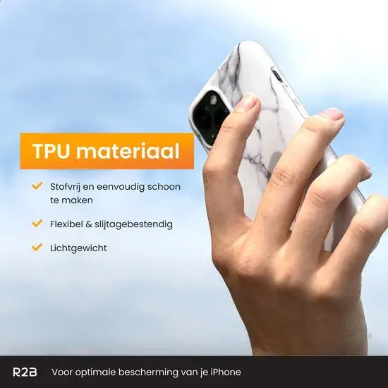 R2B iPhone 14 Hoesje Marmer + Screenprotector