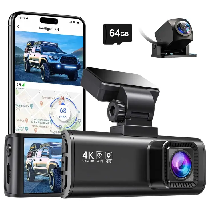 F7N 4K Wifi GPS 2CH 64gb dashcam
