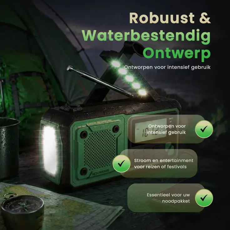 Noodradio FM/AM - 4400mAh - Solar Opwindbaar