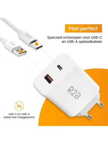 Krachtige 20W USB A & USB C Adapter Wit