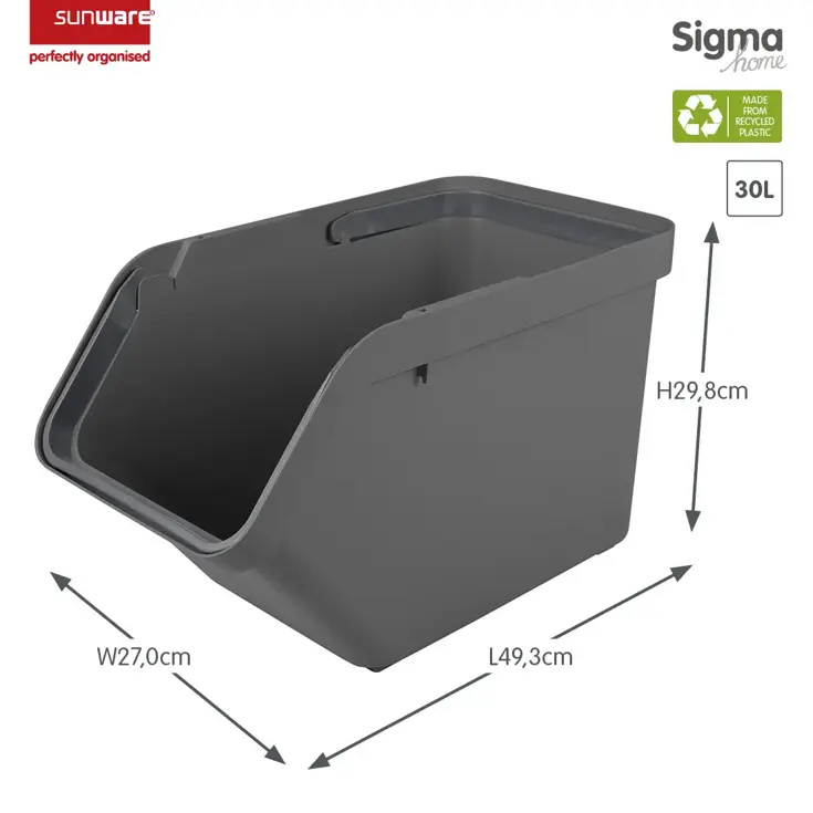 Sigma home - Prullenbak + deksel 30L - 2-dlg