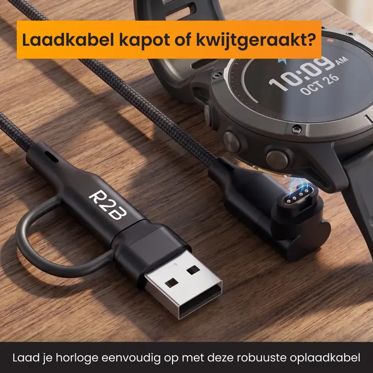 Oplaadkabel geschikt voor Garmin Horloge - 2 m