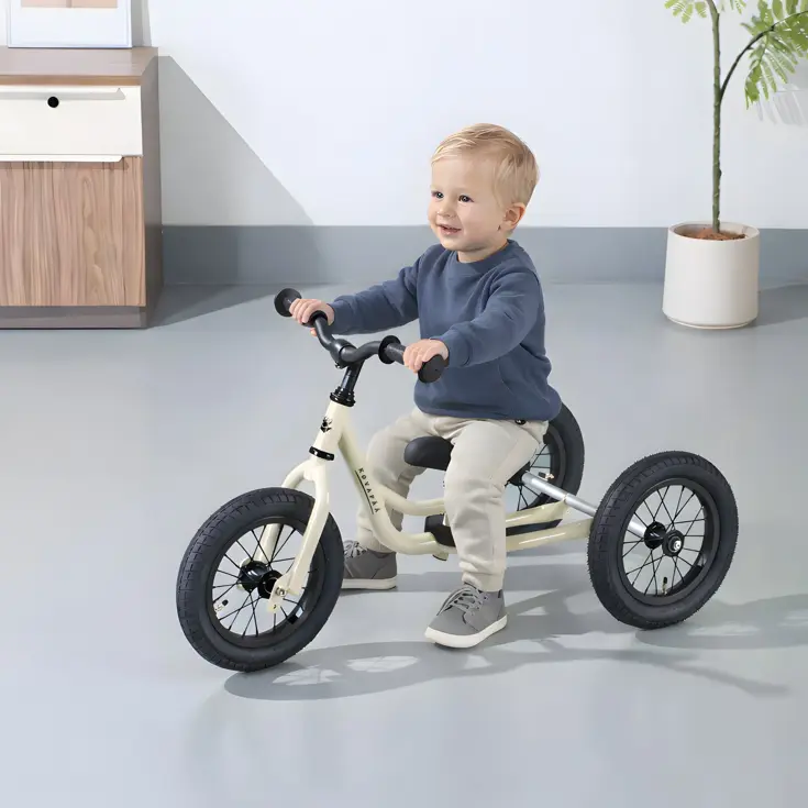 2-in-1 Loopfiets Driewieler met Duwstang