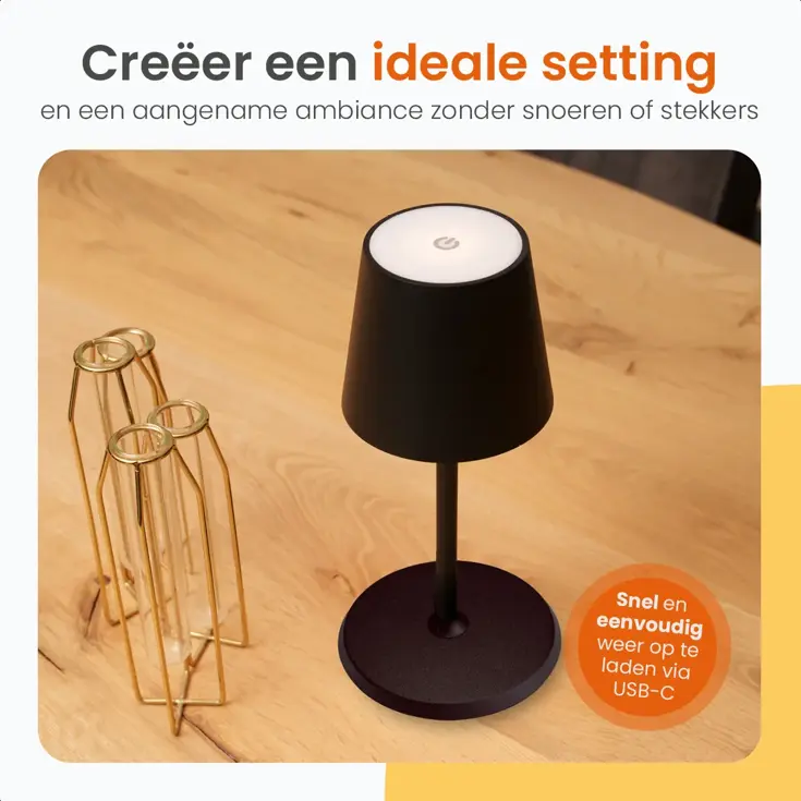 Essence Tafellamp Oplaadbaar - 26cm - LED