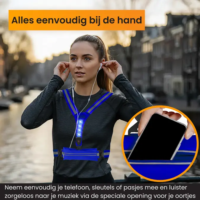 R2B Hardloopvest met Opbergvak oplaadbaar