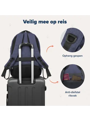 Rugtas – 36L – 17,3 Inch – Blauw