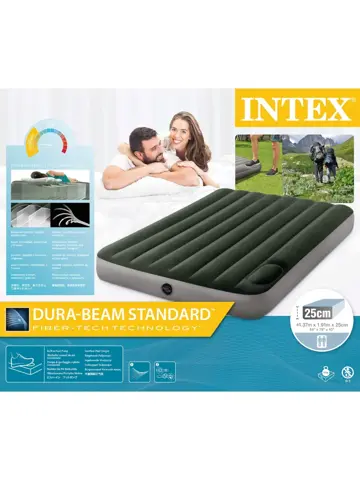 Luchtbed - Intex Downy - 2P - 137x191 + Pomp