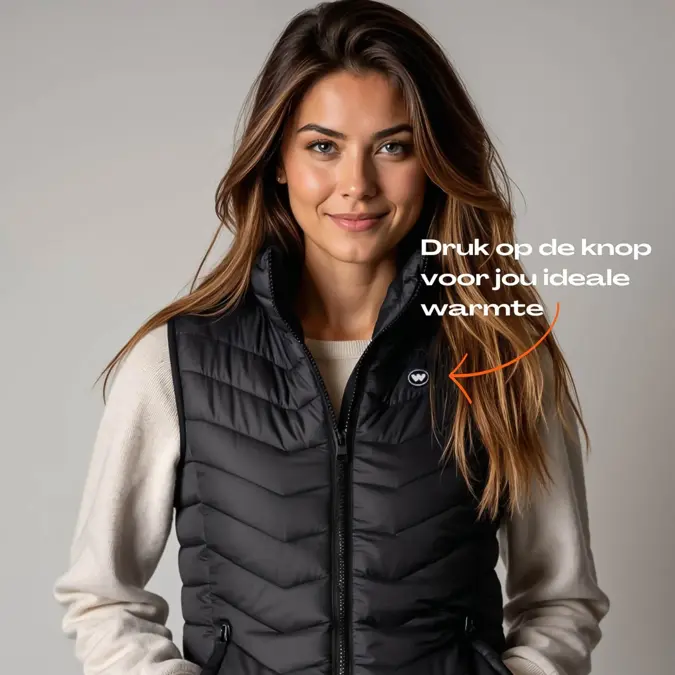 Infrarood verwarmde Bodywarmer Dames - Zwart