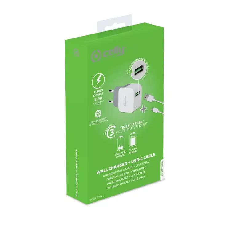2.4A USB-C - Thuislader - Celly 