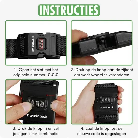 Kofferriem met Cijferslot - 2-Pack