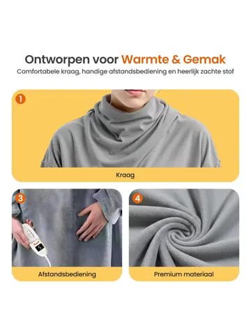 Elektrische deken met Mouwen - 195x125cm