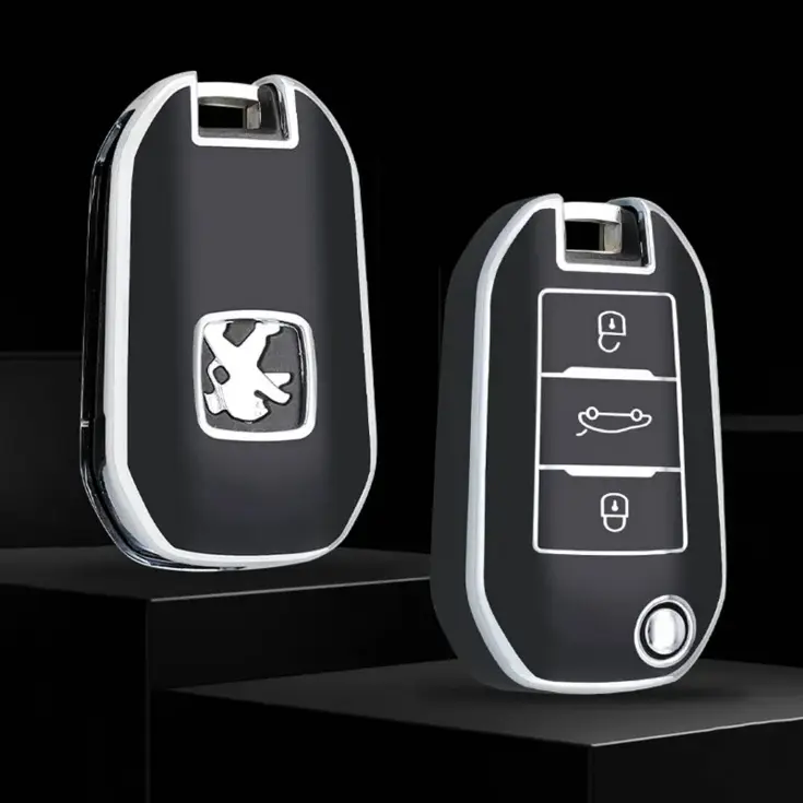 TPU Sleutelhoesje voor Peugeot zwart A3