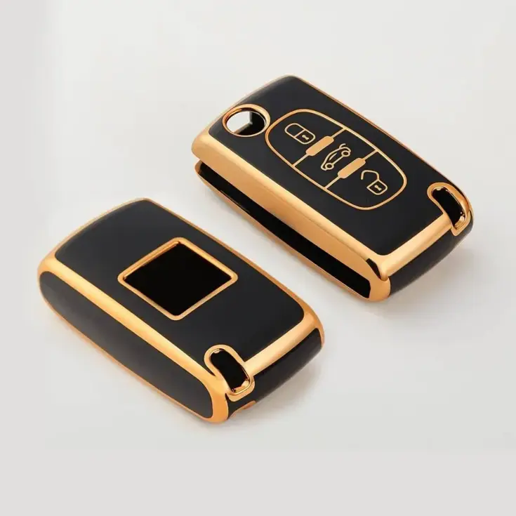 TPU Sleutelhoesje voor Peugeot goud D3