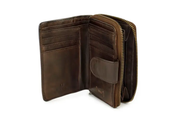 Loet - Ritsportemonnee - Leer - 6 pasjes