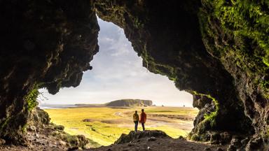 Inside a cave