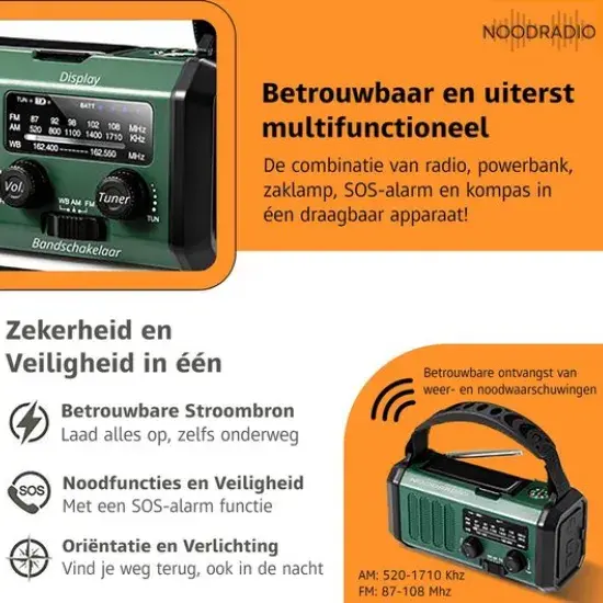 Noodradio solar Opwindbaar