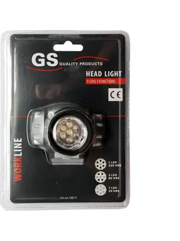 7 LED hoofdlamp met 3 standen