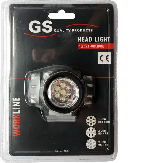 7 LED hoofdlamp met 3 standen