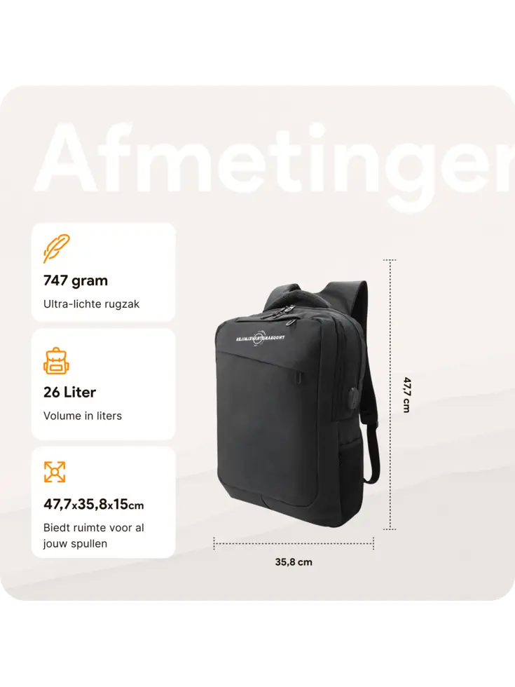 Rugzak met 17" laptopvak en antidiefstal vak