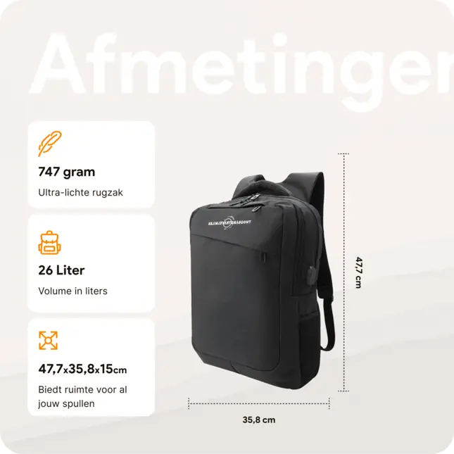Rugzak met 17" laptopvak en antidiefstal vak