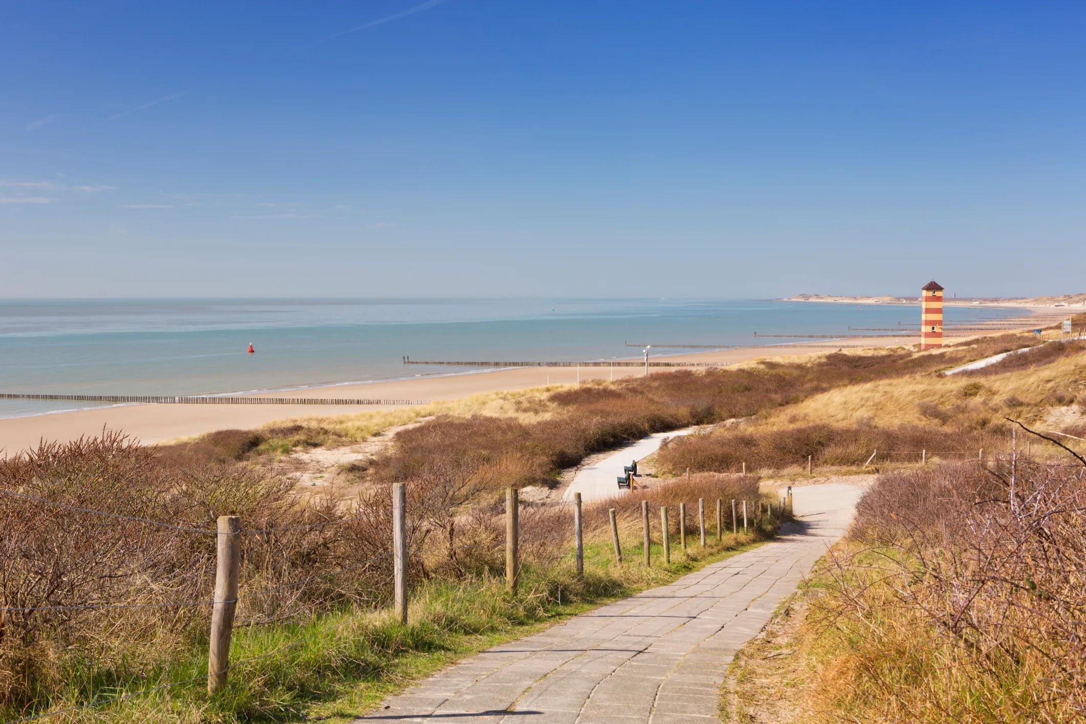 The dunes at Dishoek in Zeeland, The Netherlands on a sunny day.