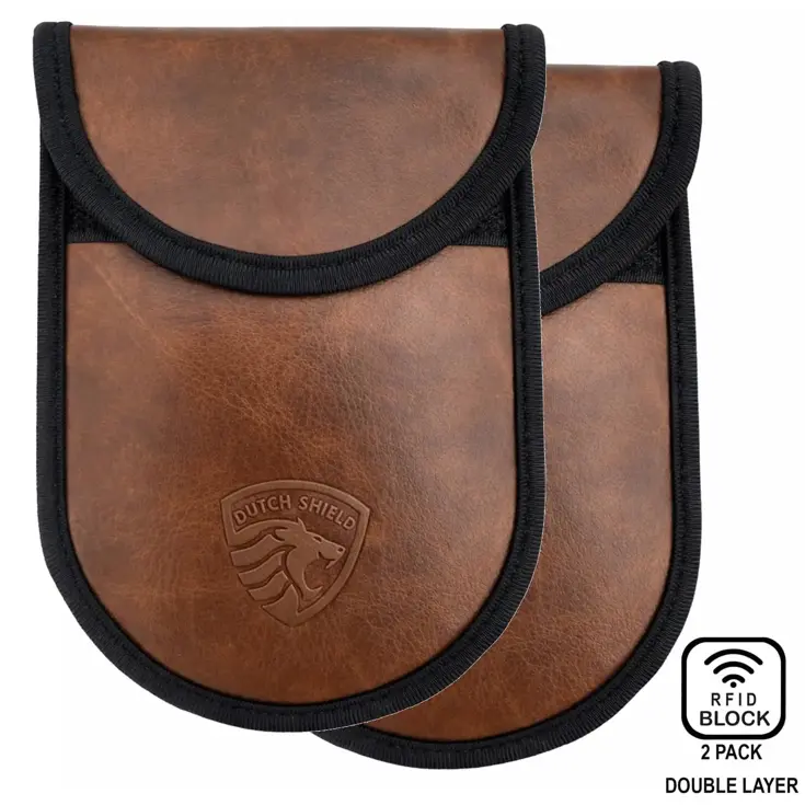 2x RFID Autosleutel hoesje - Anti-Skim bruin