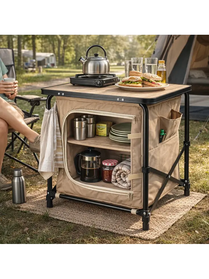 Camping opbergkast met blad