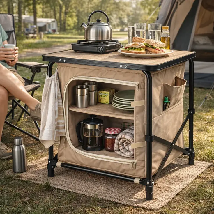 Camping opbergkast met blad
