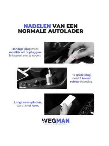 Wegman Autolader 45W 2x USB A Snellader