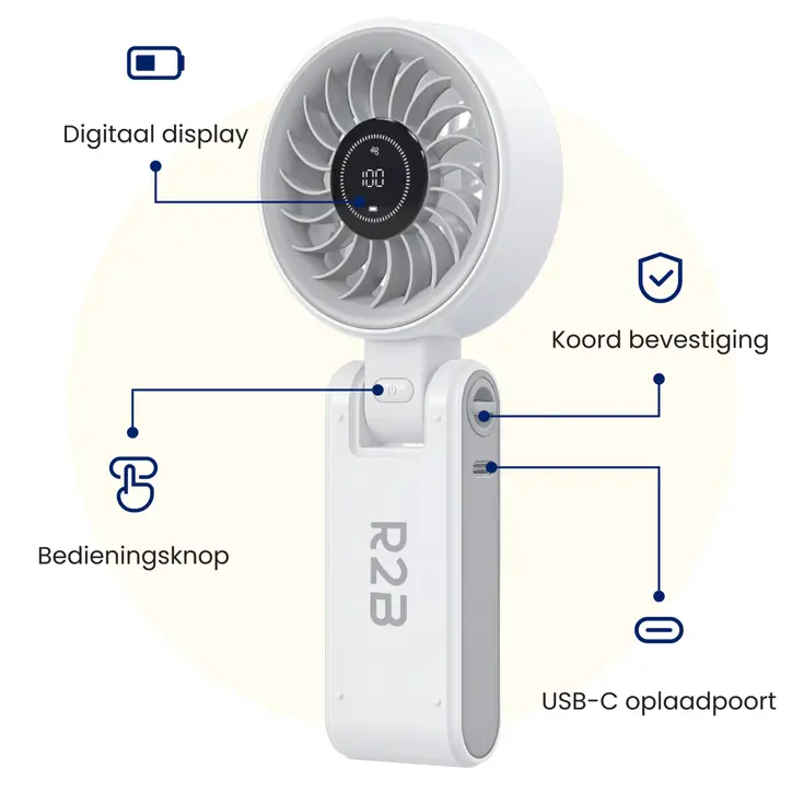 Handventilator Oplaadbaar - Mini Ventilator