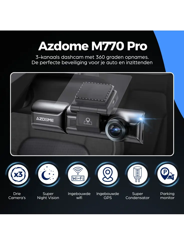 M770 Pro 3CH 4K Wifi GPS 64gb dashcam