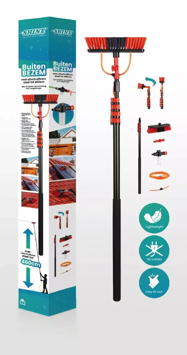 Waterbezem met telescopische steel – Shine
