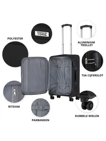 TravelZ Softspinner Grote koffer 77cm
