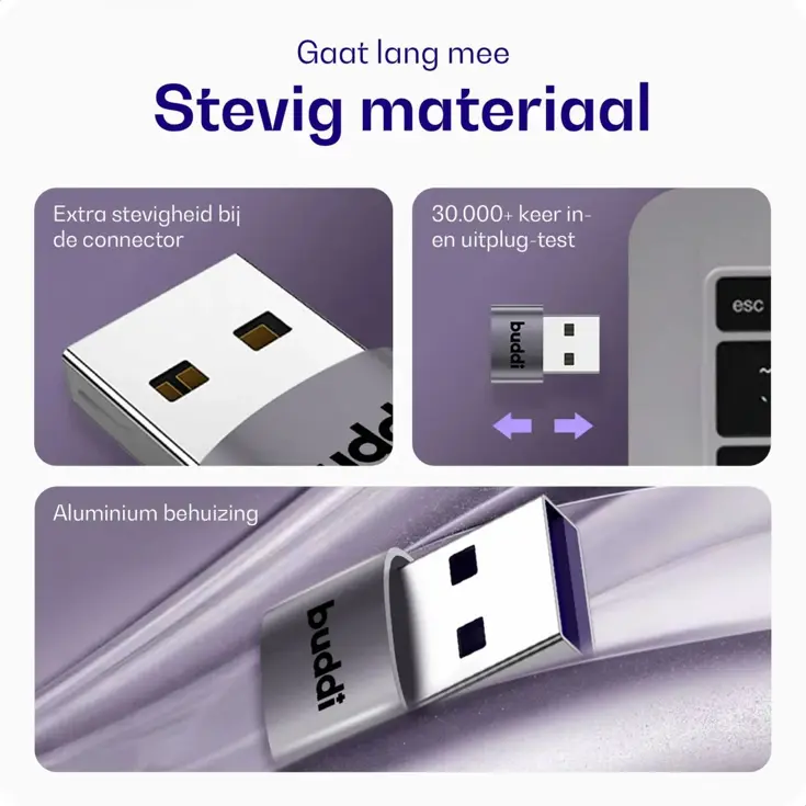 Ease USB-C naar USB-A Koppelstuk Grijs