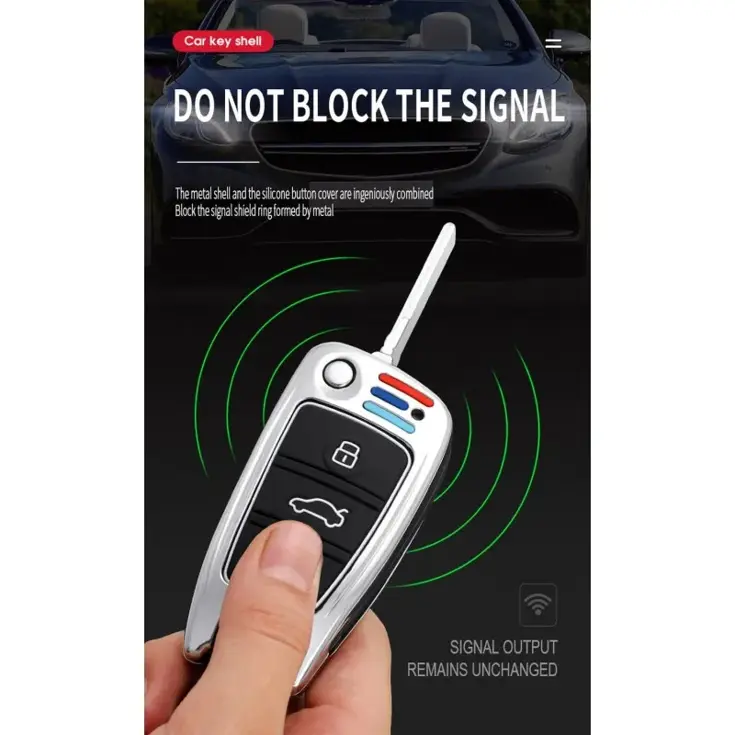 Metalen Sleutelhoesje voor Audi grijs C3