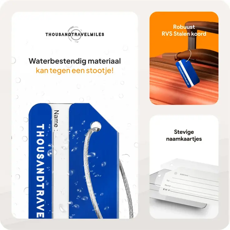 Aluminium Bagagelabel – 2 stuks – Blauw