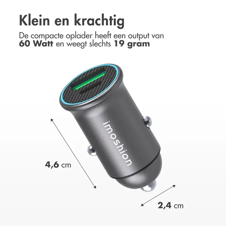 Autolader - 1x USB-C & 1x USB - 60W