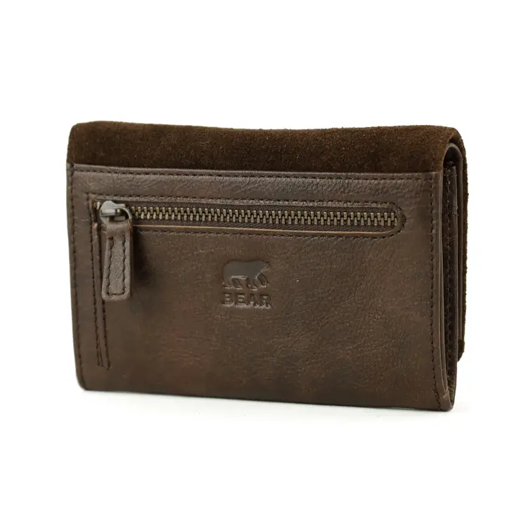 Flappie - Suede overslagportemonne - Leer