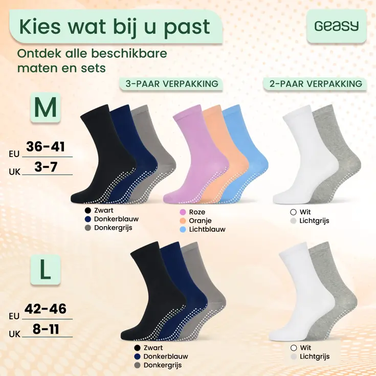 GEASY Antislip Sokken 3 paar - Flex Grip