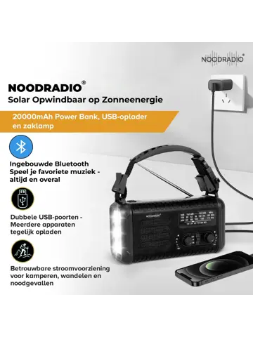 Noodradio Solar & Bluetooth 20.000 mAh Powerbank
