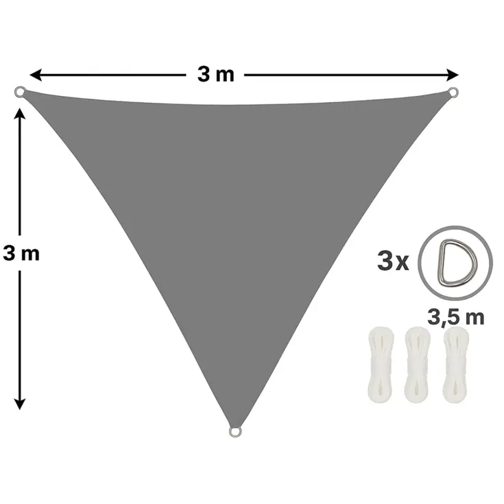 Schaduwdoek driehoekig 3x3x3 m - UV werend