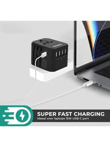 Universele wereldstekker met USB-poorten
