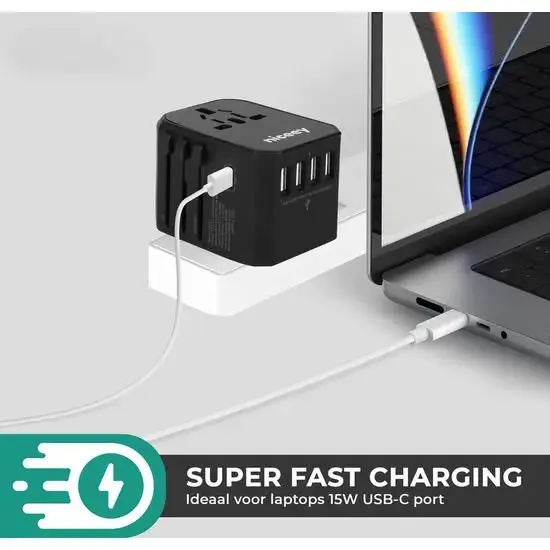 Universele wereldstekker met USB-poorten