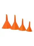 Set van 4 oranje kunststof trechters