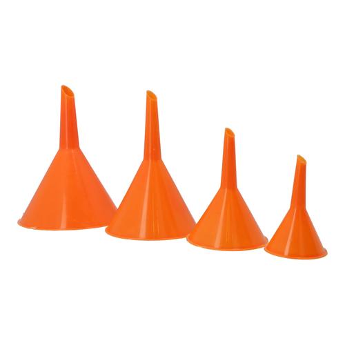 Set van 4 oranje kunststof trechters