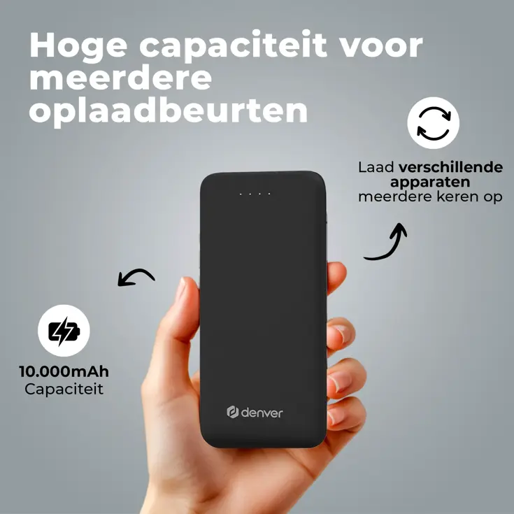Denver BS10010B Zwart Powerbank - 10.000 mAh
