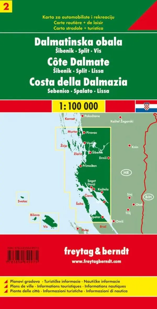 Wegenkaart Dalmatische Kust 2 - Sibenik